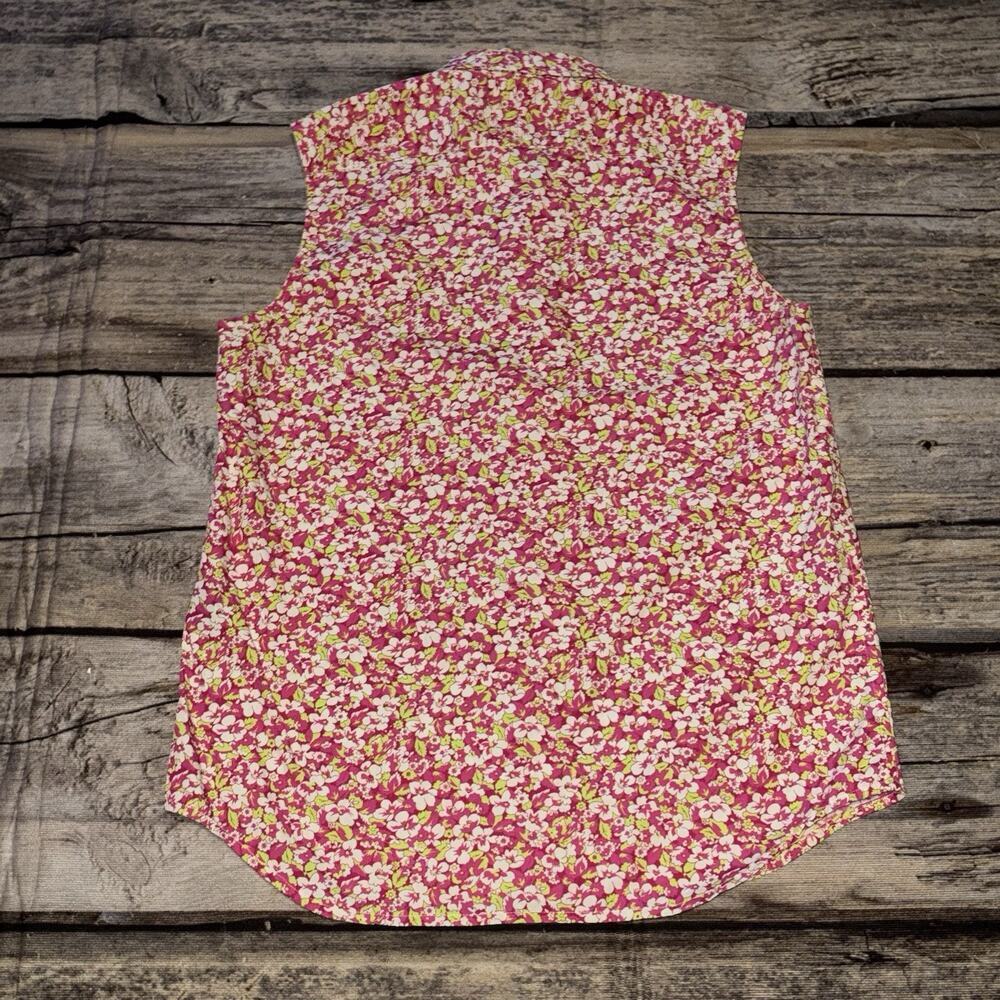 Ralph Lauren Polo Golf Top Women's Size 4 Sleeveless Button Cotton Floral Pink - Picture 7 of 7